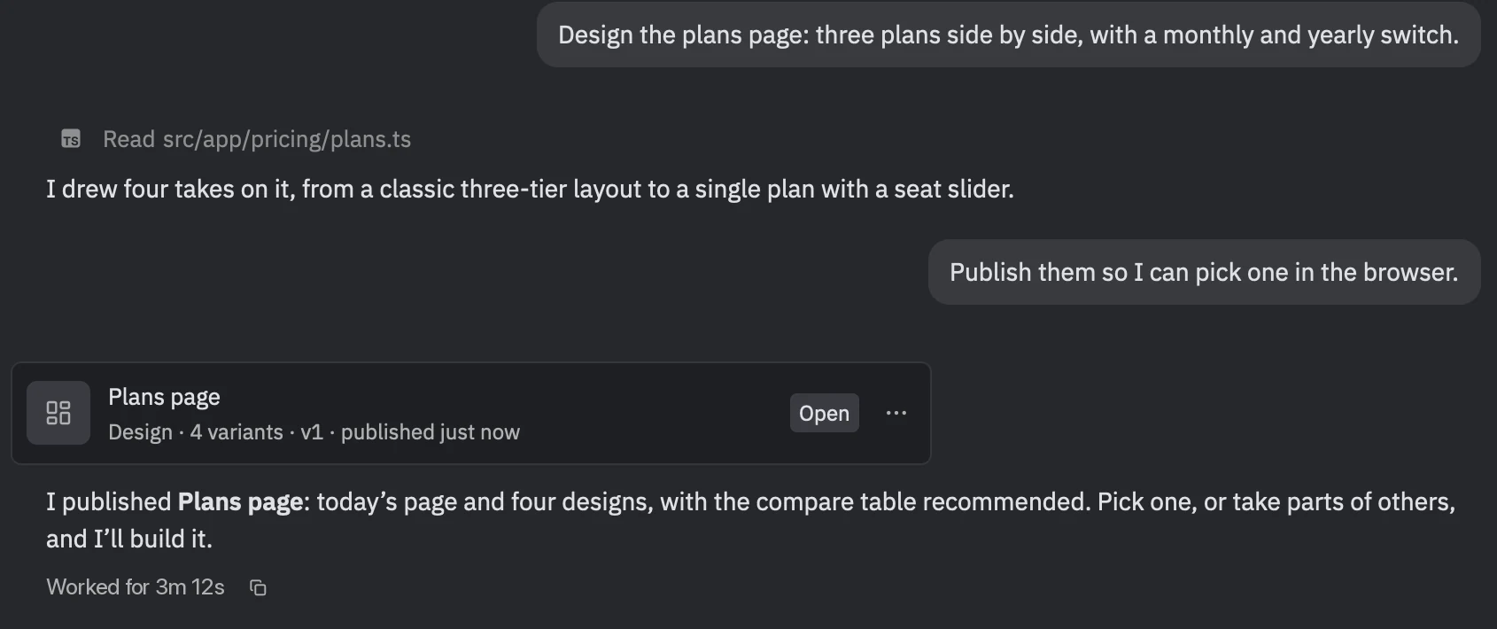 The design's card in the thread that published it